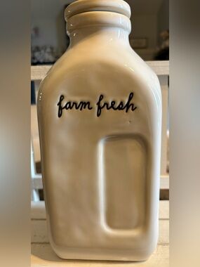 Rae Dunn Cream Ceramic 'farm fresh' Decorative Milk Bottle